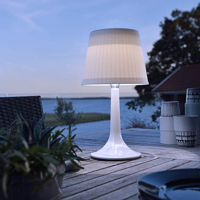 pearlstar 14.17" Solar Powered Integrated LED Outdoor Table Lamp